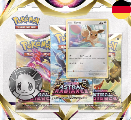 Astralglanz Evoli (DE) - 3er Pack Booster - Pokémon