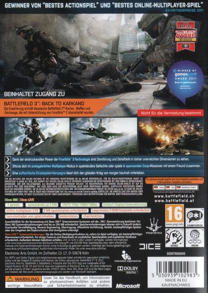 Battlefield 3  L.E.  PEGI  OHNE DLCs  XB360