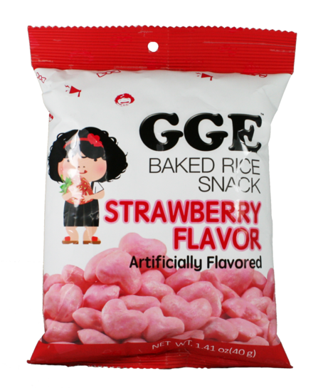 GGE Baked Rice Snack - Strawberry Hearts 40g