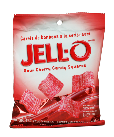 Jell-O Sour Candy Squares - Cherry 127g