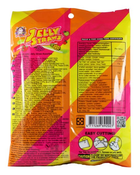 Jelly Straws - Fruit Mix Funny Hippo 300g
