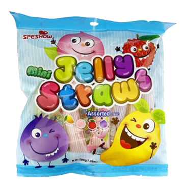 Jelly Straws Mini - Fruit Mix Mango, Peach, Lychee, Blueberry 200g