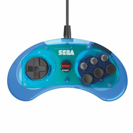 SEGA Mega Drive Controller 6-Button Arcade Pad - Clear Blue