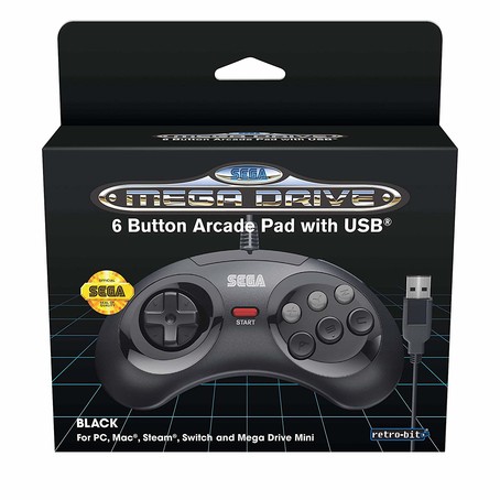 SEGA Mega Drive MINI 6-Button USB Controller - Schwarz