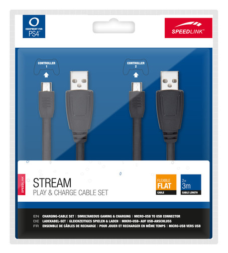 STREAM Play & Charge Cable Set - black Playstation 4