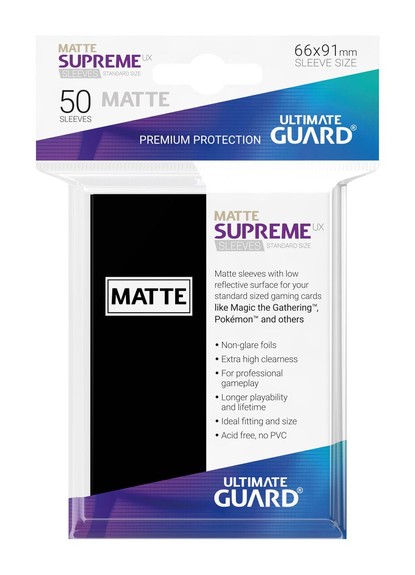 Supreme UX Matte Sleeves (50 Stk) - Standard Size - Schwarz