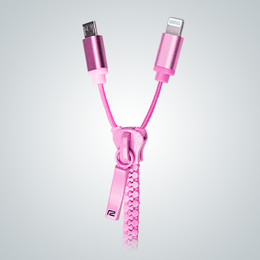 2in1 Zipper Charge&Sync Cable, pink