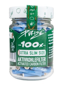 Purize Xtra-Slim Aktivkohlefilter 100 Stk. Glas - Blau 5,9 mm