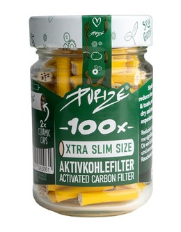 Purize Xtra-Slim Aktivkohlefilter 100 Stk. Glas - Gelb 5,9 mm