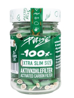 Purize Xtra-Slim Aktivkohlefilter 100 Stk. Glas - Grün 5,9 mm