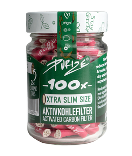 Purize Xtra-Slim Aktivkohlefilter 100 Stk. Glas - Pink 5,9 mm