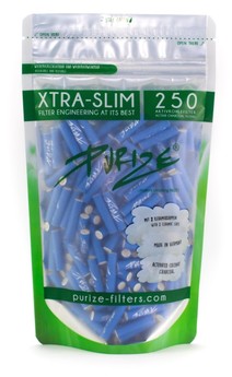 Purize Xtra-Slim Aktivkohlefilter 250Stk. Beutel - Blau 5,9 mm