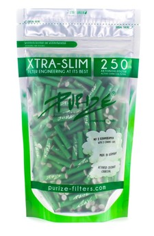 Purize Xtra-Slim Aktivkohlefilter 250 Stk. Beutel - Grün 9,5 mm