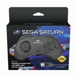 USB Controller m. SEGA Saturn-Design - Schwarz