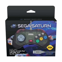 USB Controller m. SEGA Saturn-Design - Grau Transparent
