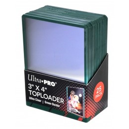 Toploader (25 Stk.) - 3"x4" Regular - Green Border