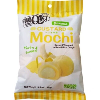 Bananen Custard Mochi 110g – Weicher Reiskuchen mit Vanillecreme-Füllung