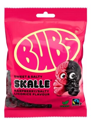 Bubs Skalle Hallon/Lakritz Raspberry-Salty Licorice 90g