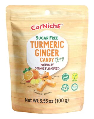 CorNichE Sugar Free Turmeric Ginger Candy - Orange 100 g