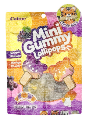 Cokoc Mini Gummy Lollipops Grape/Mango 60g
